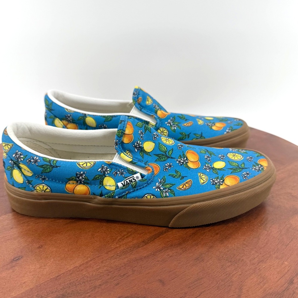 Vans Slip On Shoes Unisex Custom Citrus Print Fruity Pebbles Men 7 Women 8.5